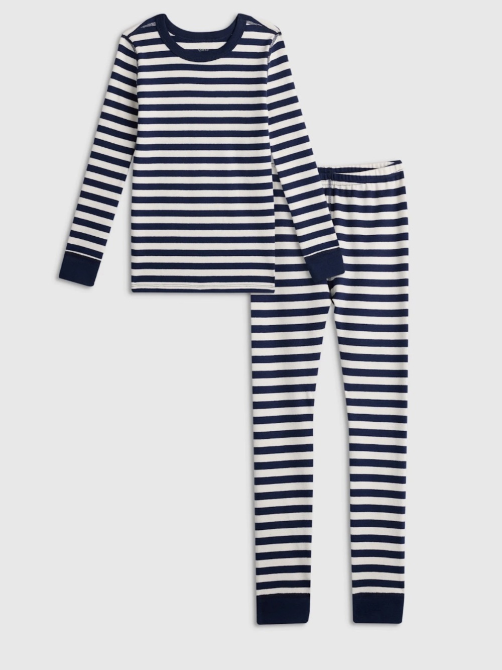 Hanna Andersson blue and White Striped Long Johns Pajama Set 10